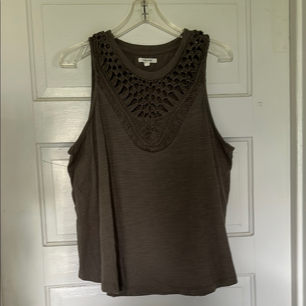 Maurices crochet neck army green tank